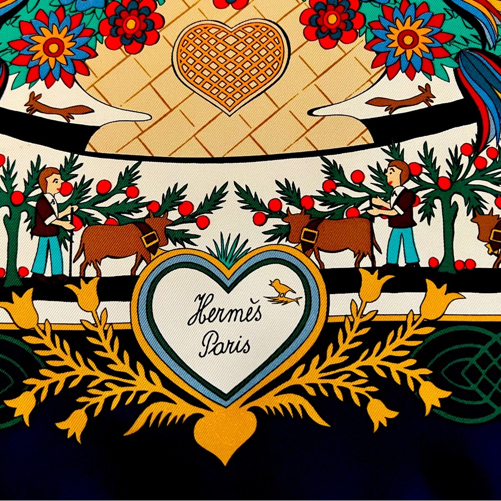 Authentic Hermes silk scarf by Anne Rosat